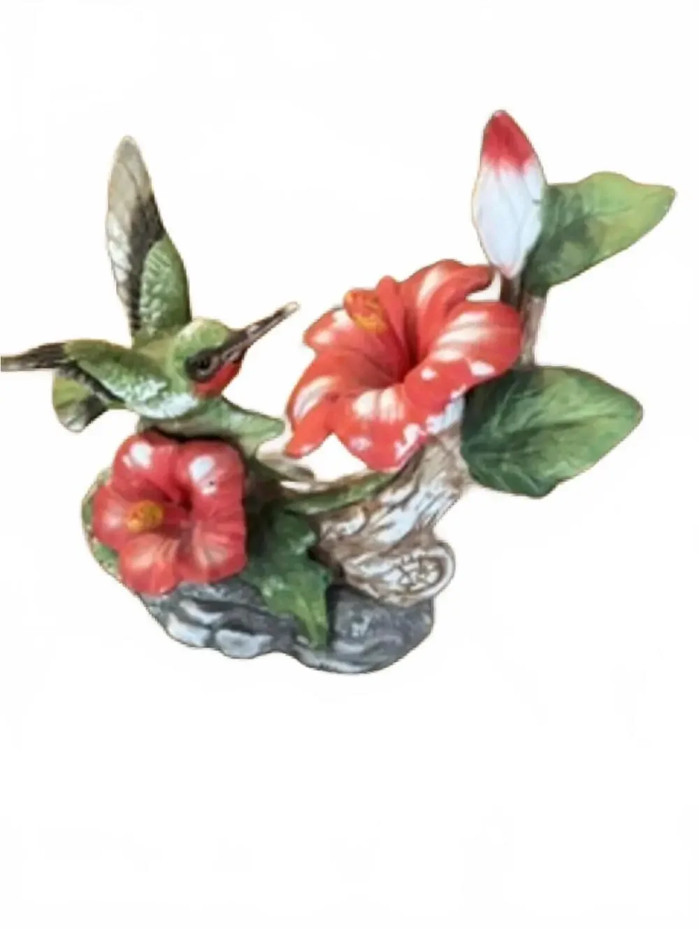 Vintage Porcelain Floral and Hummingbird Figurines Set 3